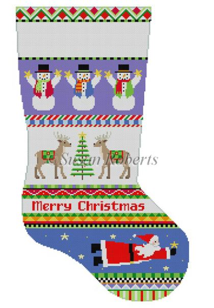 Bold Stripe/Reindeer/Flying Santa Stocking