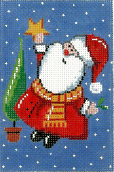 Santa Putting Star on Tree