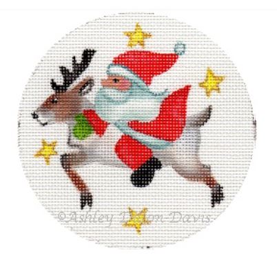 Santa Flying on Reindeer
