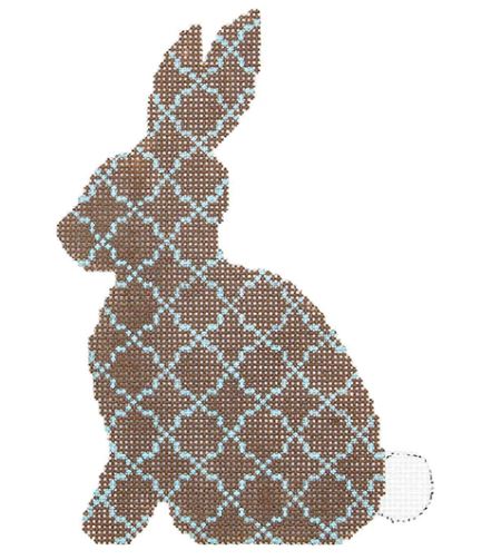 Chocolate/Aqua Quatrefoil Standing Hare