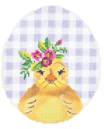 Chick w/Flower Crown on Lilac Gingham