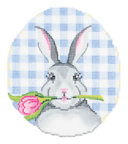 Bunny w/Tulip on Blue Gingham