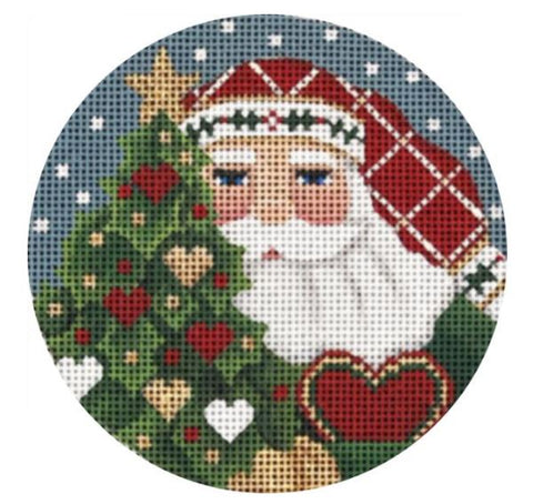 Holly Heart Santa Ornament