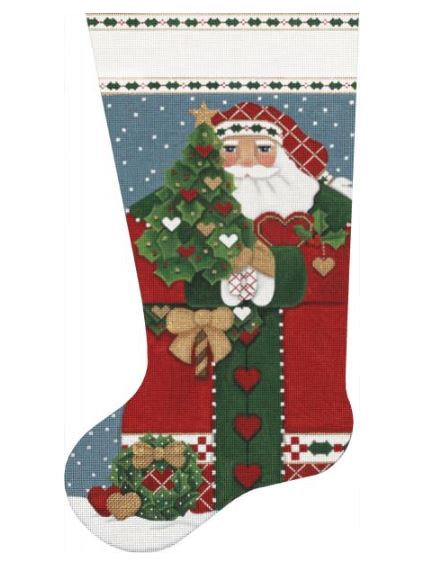 Holly Heart Santa Stocking