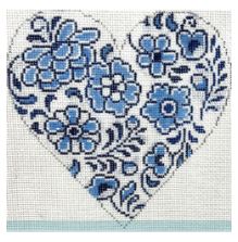 Blue and White Foral Heart